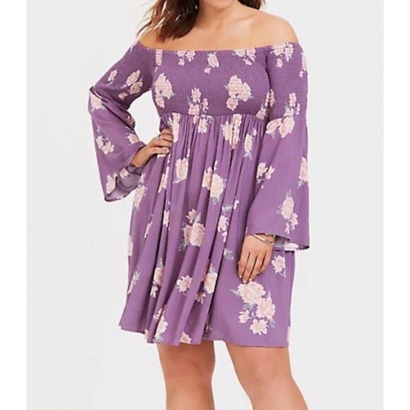 Torrid Dresses & Skirts - Torrid Off-Shoulder Mini Skater Dress – Size 2 (18-20)